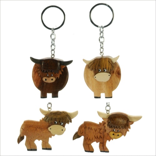 5001-HC : Highland Cow Wooden Keyrings (Pack Size 72)